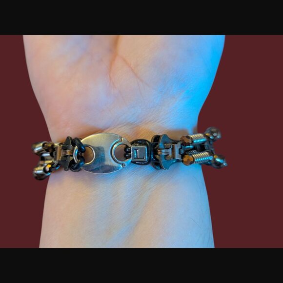 925 Sterling Silver Clasp Artisan Made Beaded Zipper Statement Bracelet 6.25" - Picture 2 of 14